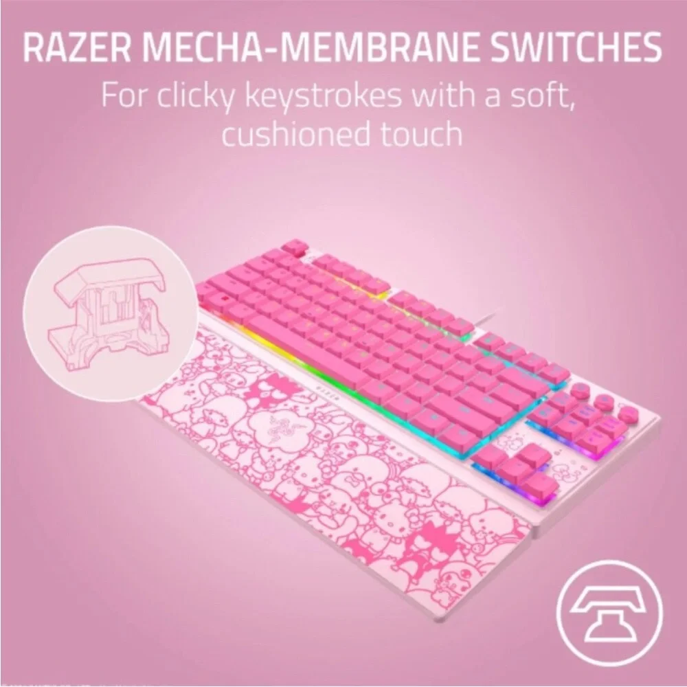 BNIB Razer x Hello Kitty Ornata v3 Tenkeyless Gaming Keyboard, Pink